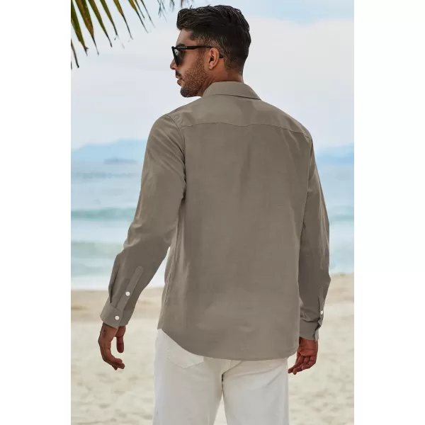 JMIERR Men's Cotton Linen Button Down Shirt Casual Stylish Long Sleeve Business Dress Shirts