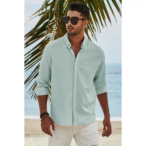 JMIERR Men's Cotton Linen Button Down Shirt Casual Stylish Long Sleeve Business Dress Shirts