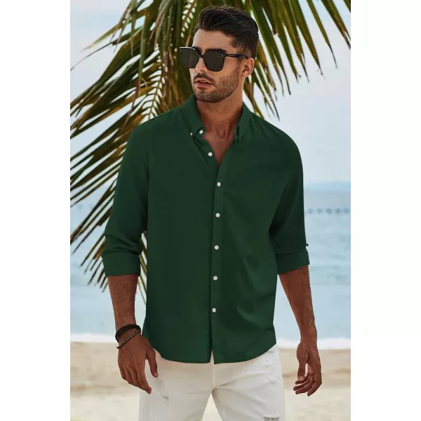 JMIERR Men's Cotton Linen Button Down Shirt Casual Stylish Long Sleeve Business Dress Shirts