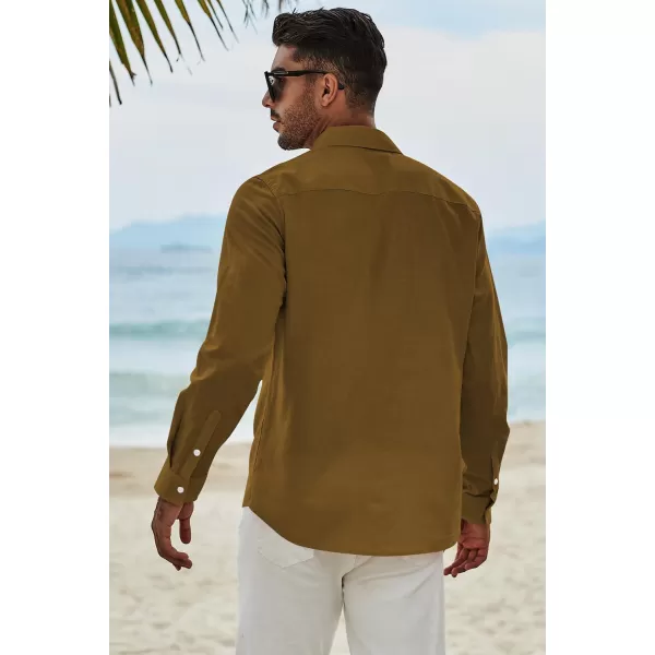 JMIERR Men's Cotton Linen Button Down Shirt Casual Stylish Long Sleeve Business Dress Shirts