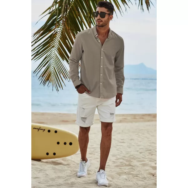 JMIERR Men's Cotton Linen Button Down Shirt Casual Stylish Long Sleeve Business Dress Shirts
