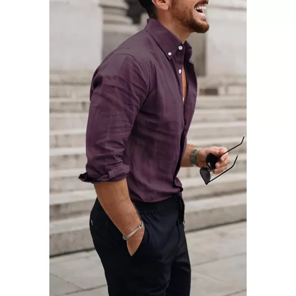 JMIERR Men's Cotton Linen Button Down Shirt Casual Stylish Long Sleeve Business Dress Shirts