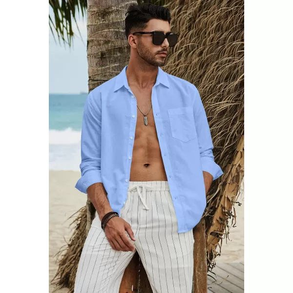 JMIERR Mens Cotton Linen Casual Stylish Button Down Shirt Long Sleeve Dress Shirts