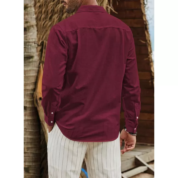 JMIERR Mens Cotton Linen Casual Stylish Button Down Shirt Long Sleeve Dress Shirts