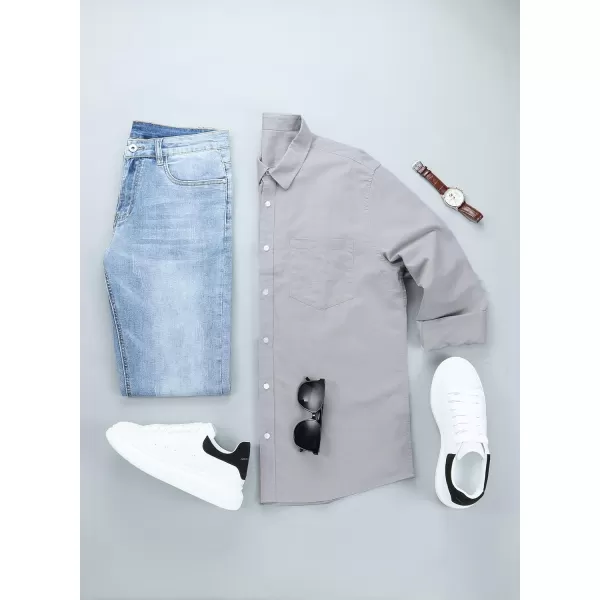 JMIERR Mens Cotton Linen Casual Stylish Button Down Shirt Long Sleeve Dress Shirts