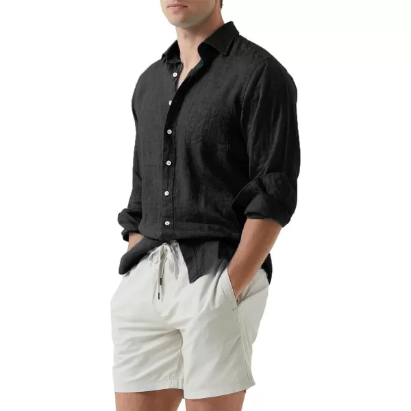 JMIERR Mens Cotton Linen Casual Stylish Button Down Shirt Long Sleeve Dress Shirts