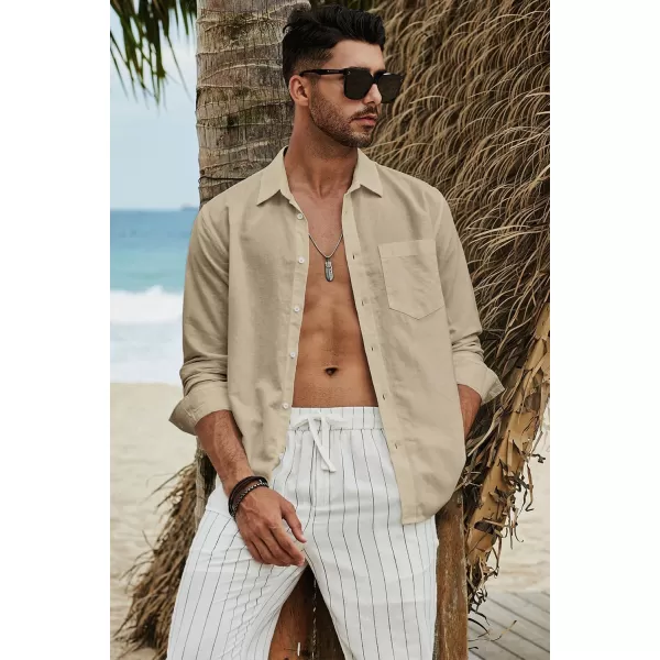 JMIERR Mens Cotton Linen Casual Stylish Button Down Shirt Long Sleeve Dress Shirts
