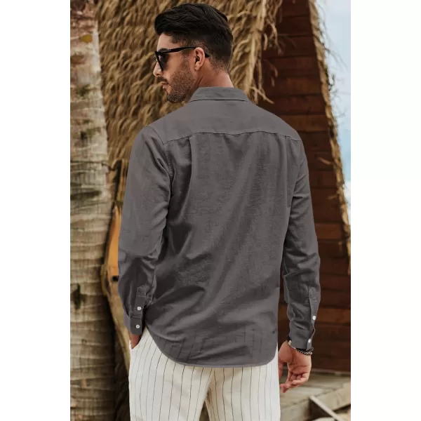 JMIERR Mens Cotton Linen Casual Stylish Button Down Shirt Long Sleeve Dress Shirts