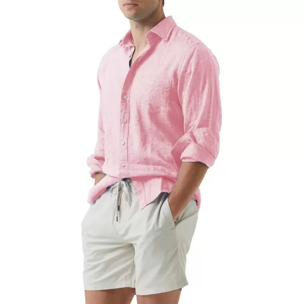 JMIERR Mens Cotton Linen Casual Stylish Button Down Shirt Long Sleeve Dress Shirts
