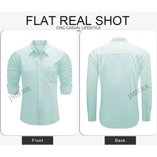 JMIERR Mens Cotton Linen Casual Stylish Button Down Shirt Long Sleeve Dress Shirts