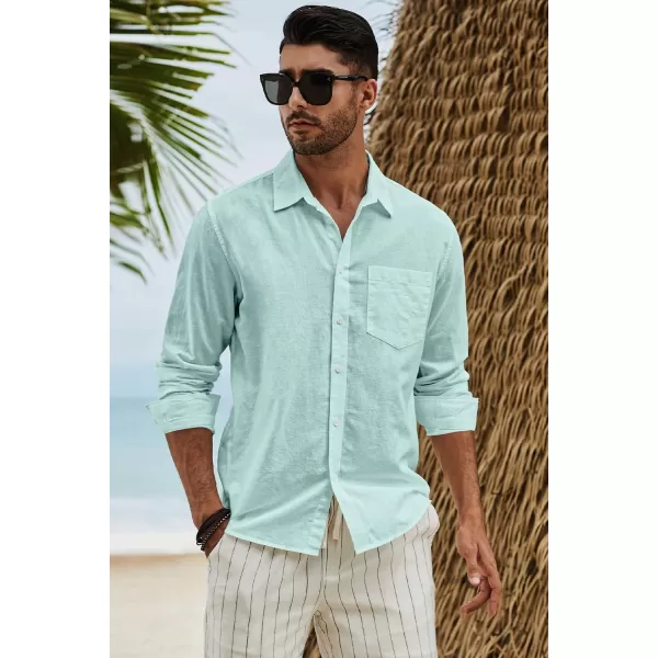 JMIERR Mens Cotton Linen Casual Stylish Button Down Shirt Long Sleeve Dress Shirts