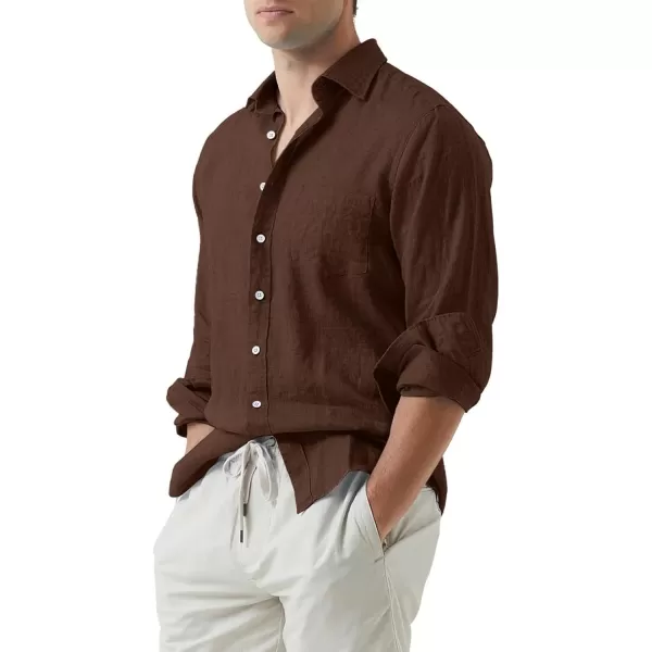 JMIERR Mens Cotton Linen Casual Stylish Button Down Shirt Long Sleeve Dress Shirts
