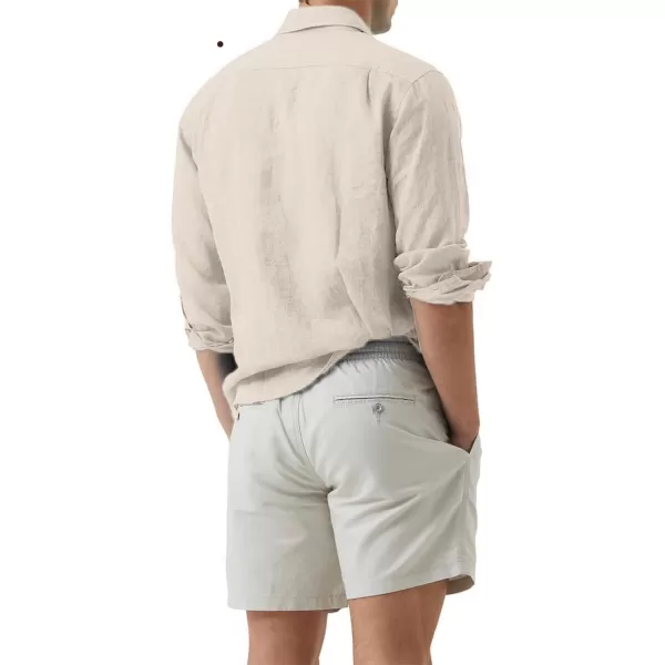 JMIERR Mens Cotton Linen Casual Stylish Button Down Shirt Long Sleeve Dress Shirts
