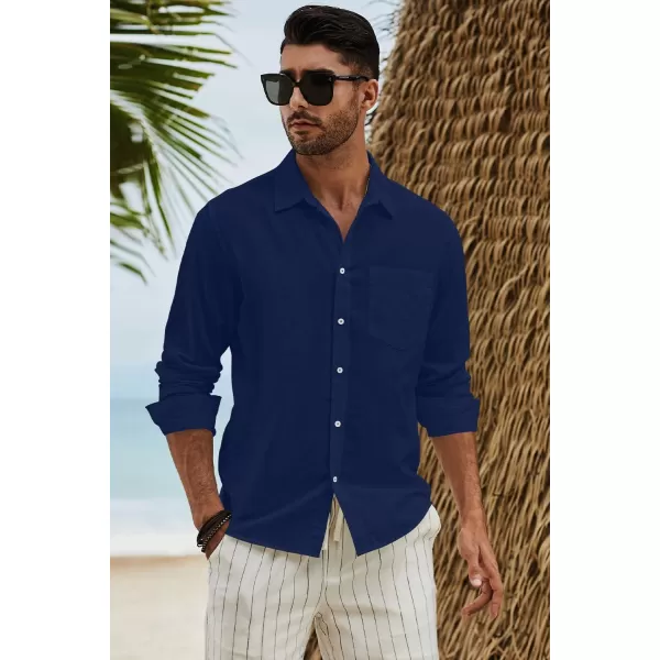 JMIERR Mens Cotton Linen Casual Stylish Button Down Shirt Long Sleeve Dress Shirts