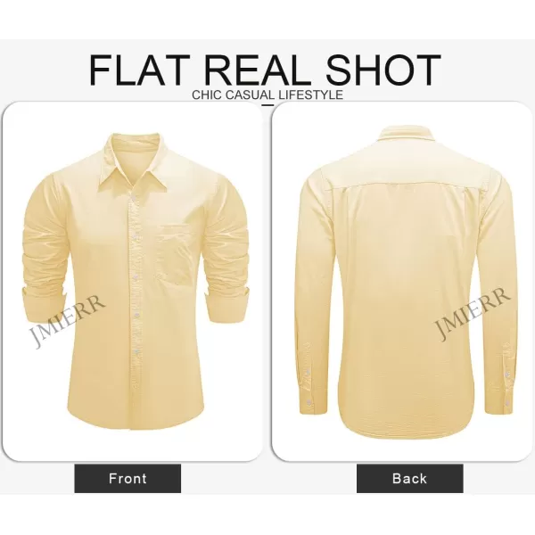 JMIERR Mens Cotton Linen Casual Stylish Button Down Shirt Long Sleeve Dress Shirts