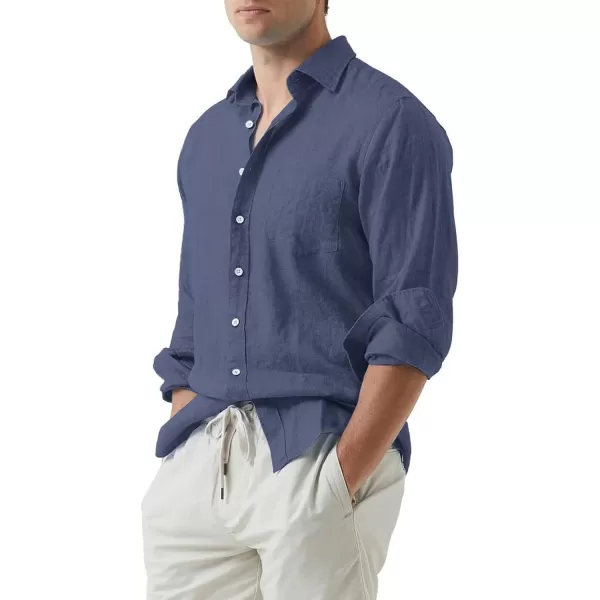 JMIERR Mens Cotton Linen Casual Stylish Button Down Shirt Long Sleeve Dress Shirts