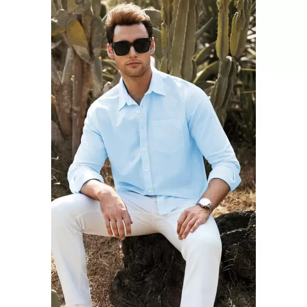 JMIERR Mens Cotton Linen Casual Stylish Button Down Shirt Long Sleeve Dress Shirts