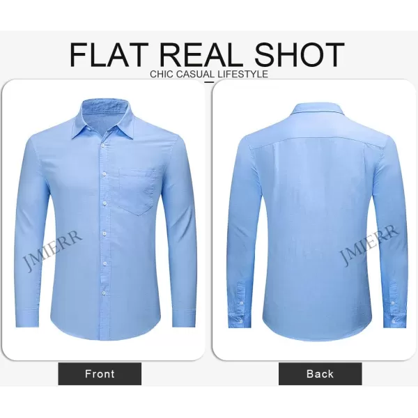 JMIERR Mens Cotton Linen Casual Stylish Button Down Shirt Long Sleeve Dress Shirts