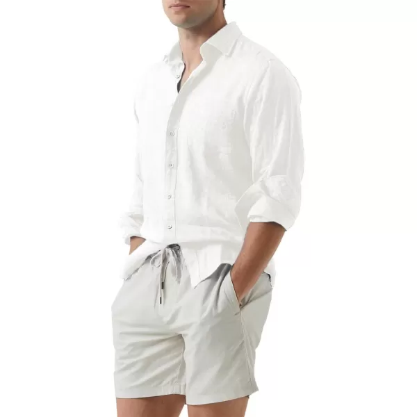 JMIERR Mens Cotton Linen Casual Stylish Button Down Shirt Long Sleeve Dress Shirts