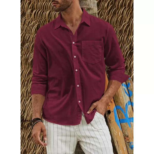 JMIERR Mens Cotton Linen Casual Stylish Button Down Shirt Long Sleeve Dress Shirts