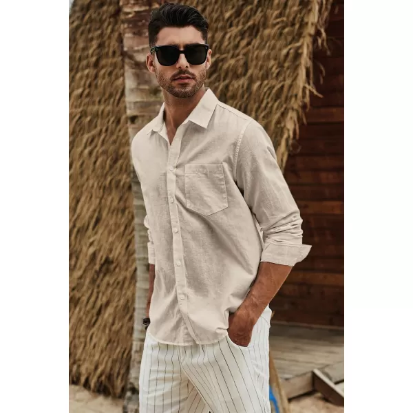 JMIERR Mens Cotton Linen Casual Stylish Button Down Shirt Long Sleeve Dress Shirts