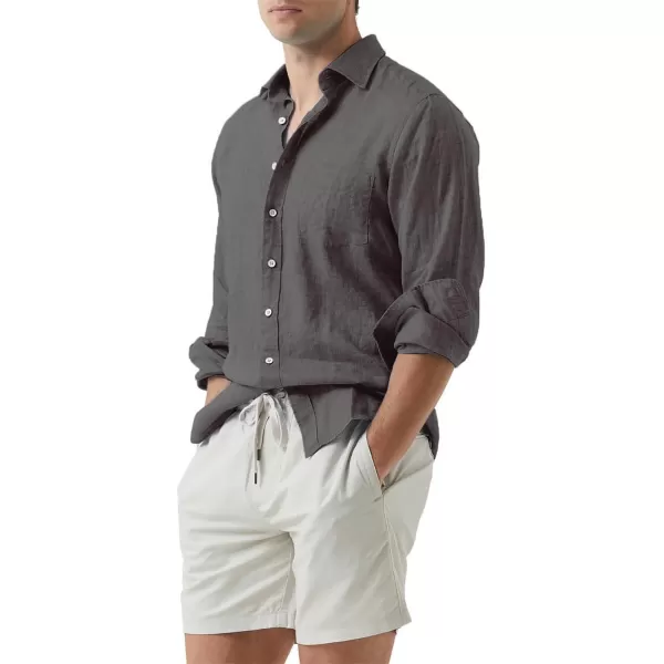 JMIERR Mens Cotton Linen Casual Stylish Button Down Shirt Long Sleeve Dress Shirts