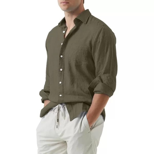 JMIERR Mens Cotton Linen Casual Stylish Button Down Shirt Long Sleeve Dress Shirts