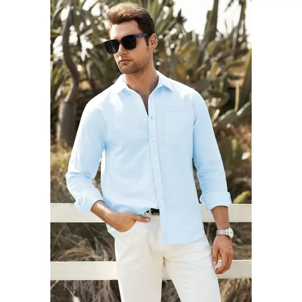 JMIERR Mens Cotton Linen Casual Stylish Button Down Shirt Long Sleeve Dress Shirts