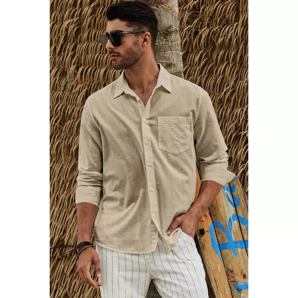 JMIERR Mens Cotton Linen Casual Stylish Button Down Shirt Long Sleeve Dress Shirts