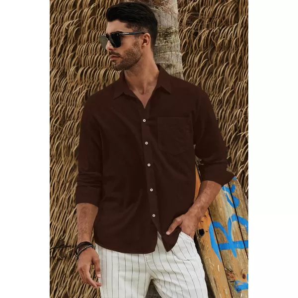 JMIERR Mens Cotton Linen Casual Stylish Button Down Shirt Long Sleeve Dress Shirts