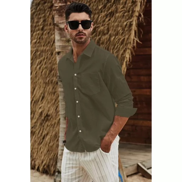 JMIERR Mens Cotton Linen Casual Stylish Button Down Shirt Long Sleeve Dress Shirts