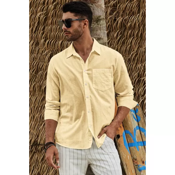 JMIERR Mens Cotton Linen Casual Stylish Button Down Shirt Long Sleeve Dress Shirts
