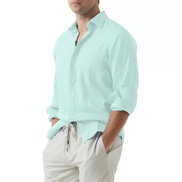 JMIERR Mens Cotton Linen Casual Stylish Button Down Shirt Long Sleeve Dress Shirts