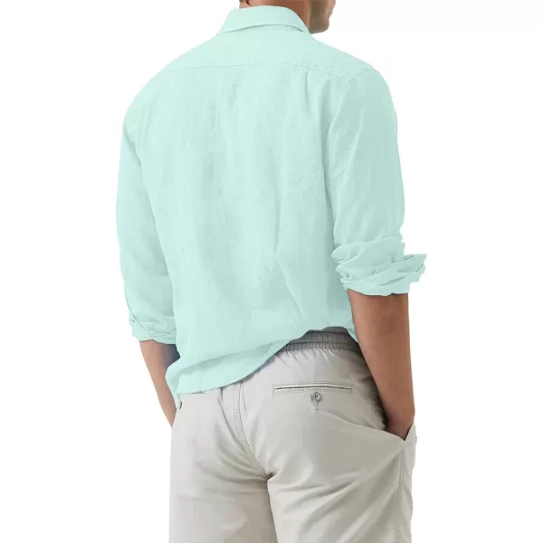 JMIERR Mens Cotton Linen Casual Stylish Button Down Shirt Long Sleeve Dress Shirts