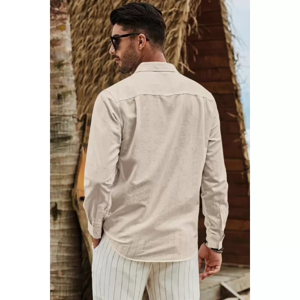 JMIERR Mens Cotton Linen Casual Stylish Button Down Shirt Long Sleeve Dress Shirts
