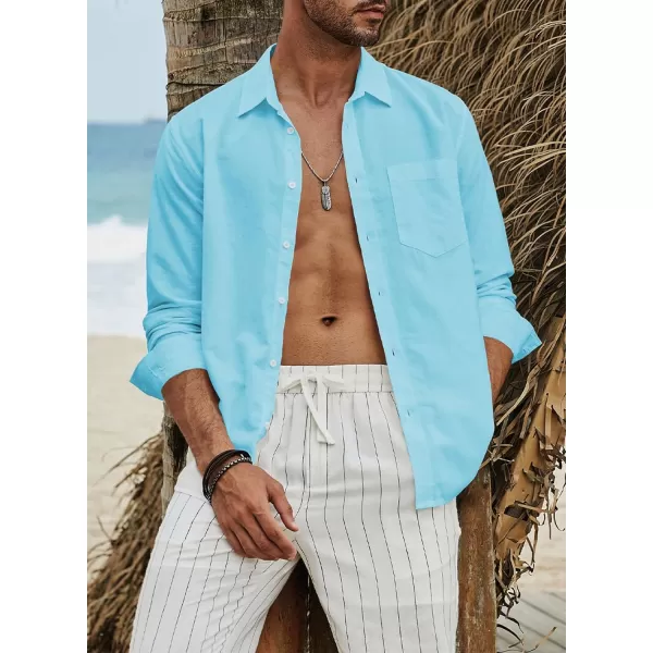 JMIERR Mens Cotton Linen Casual Stylish Button Down Shirt Long Sleeve Dress Shirts