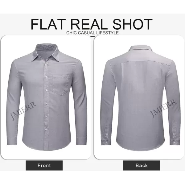 JMIERR Mens Cotton Linen Casual Stylish Button Down Shirt Long Sleeve Dress Shirts