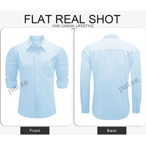 JMIERR Mens Cotton Linen Casual Stylish Button Down Shirt Long Sleeve Dress Shirts