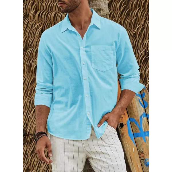 JMIERR Mens Cotton Linen Casual Stylish Button Down Shirt Long Sleeve Dress Shirts