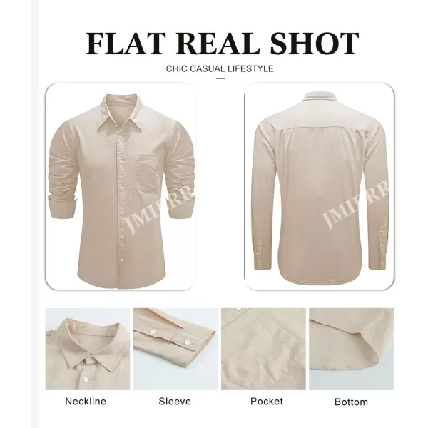 JMIERR Mens Cotton Linen Casual Stylish Button Down Shirt Long Sleeve Dress Shirts