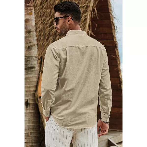 JMIERR Mens Cotton Linen Casual Stylish Button Down Shirt Long Sleeve Dress Shirts