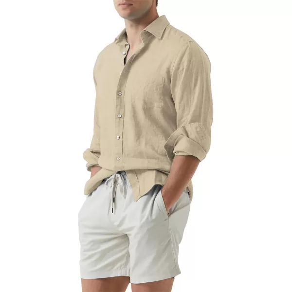 JMIERR Mens Cotton Linen Casual Stylish Button Down Shirt Long Sleeve Dress Shirts