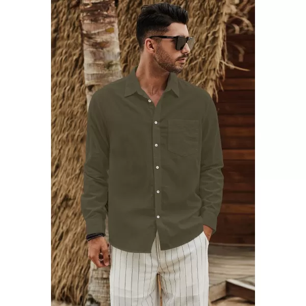 JMIERR Mens Cotton Linen Casual Stylish Button Down Shirt Long Sleeve Dress Shirts