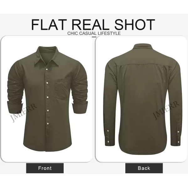 JMIERR Mens Cotton Linen Casual Stylish Button Down Shirt Long Sleeve Dress Shirts