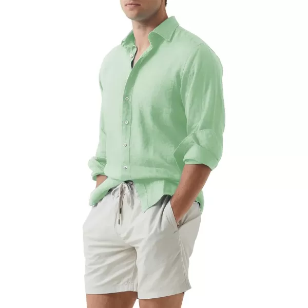 JMIERR Mens Cotton Linen Casual Stylish Button Down Shirt Long Sleeve Dress Shirts