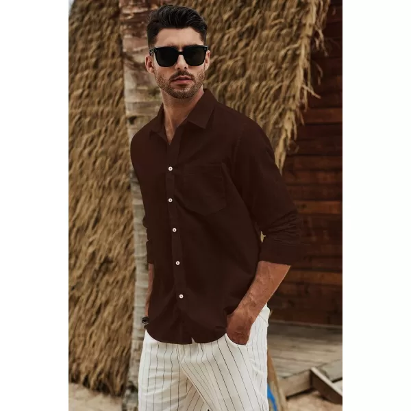 JMIERR Mens Cotton Linen Casual Stylish Button Down Shirt Long Sleeve Dress Shirts