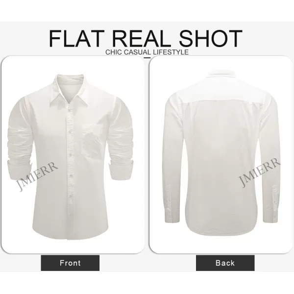 JMIERR Mens Cotton Linen Casual Stylish Button Down Shirt Long Sleeve Dress Shirts