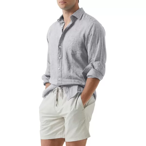 JMIERR Mens Cotton Linen Casual Stylish Button Down Shirt Long Sleeve Dress Shirts