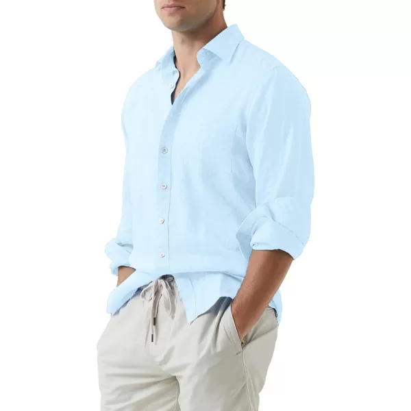 JMIERR Mens Cotton Linen Casual Stylish Button Down Shirt Long Sleeve Dress Shirts