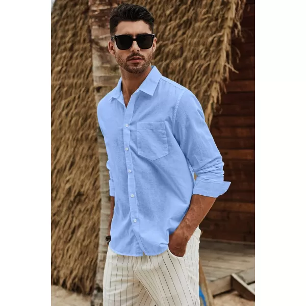 JMIERR Mens Cotton Linen Casual Stylish Button Down Shirt Long Sleeve Dress Shirts